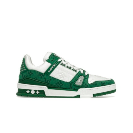 Louis Vuitt@n Trainer – Green Monogram Denim White