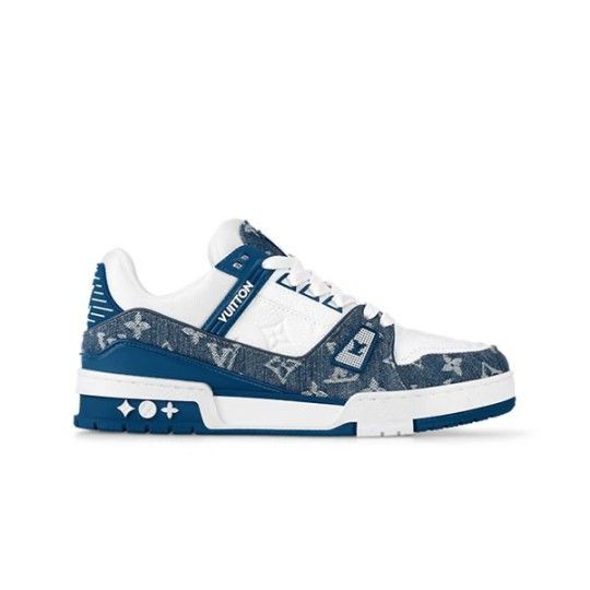 Louis Vuitt@n Trainer – Monogram Denim White Blue